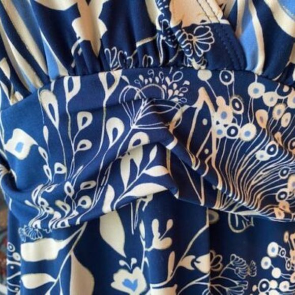 Lot of 3~DRESS BARN Silky s/s TUNIC TOPS~fluttery-BLUES-Retro ORANGE Gray-sz M - Picture 6 of 16